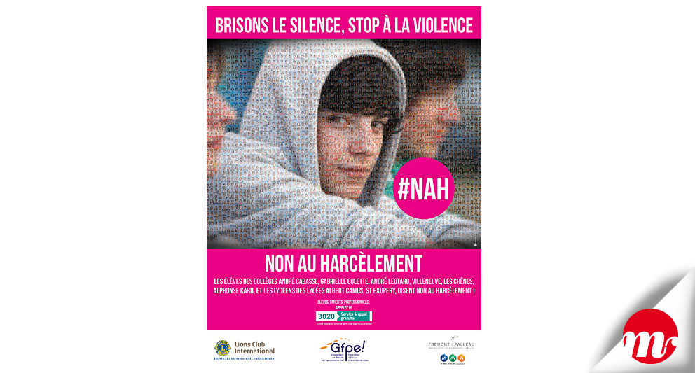 Infographie pour l'affiche de la campagne "non au harcèlement"